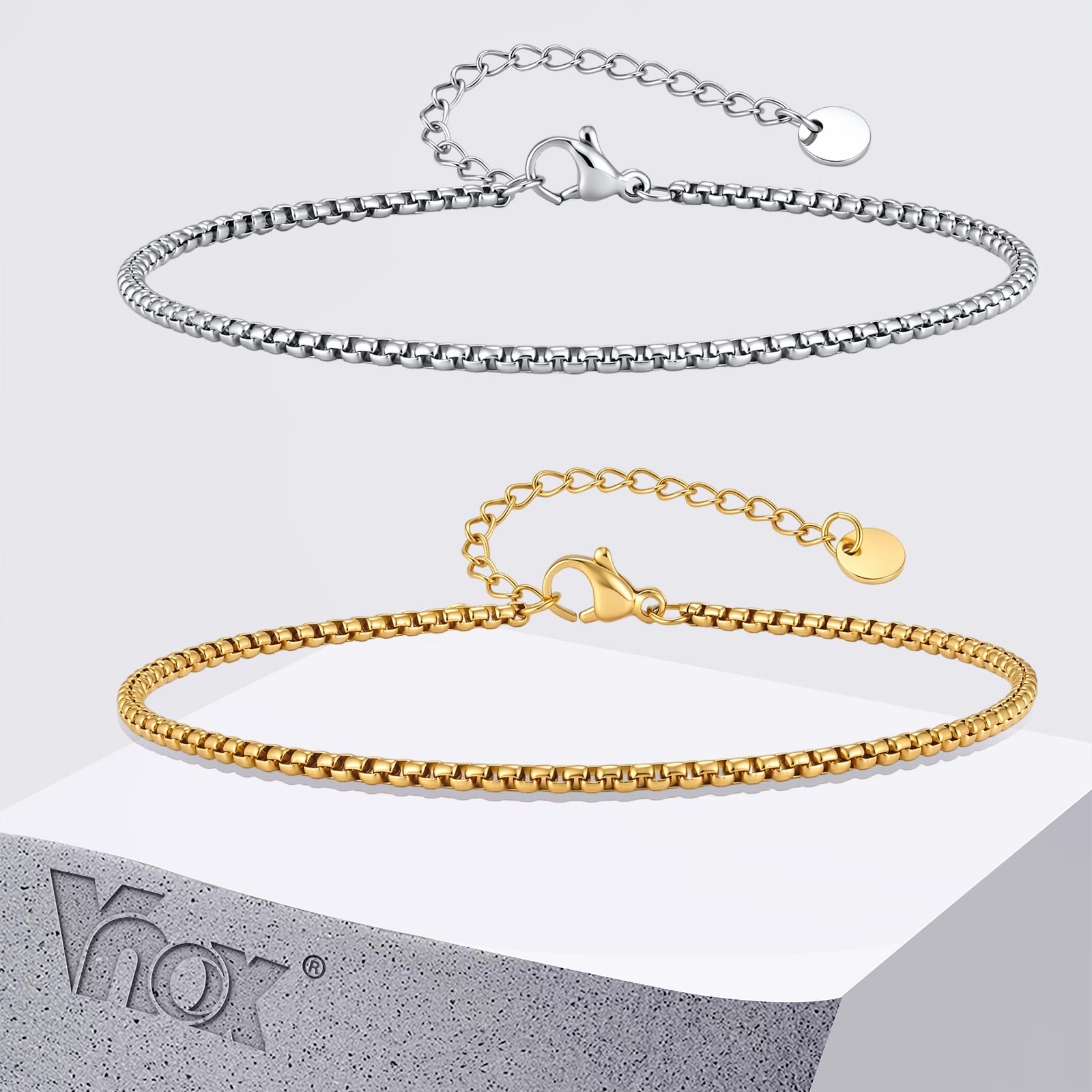 Vnox Stainless Steel Box Chain - Jc Jewelry & Watches Photos 评论和价格